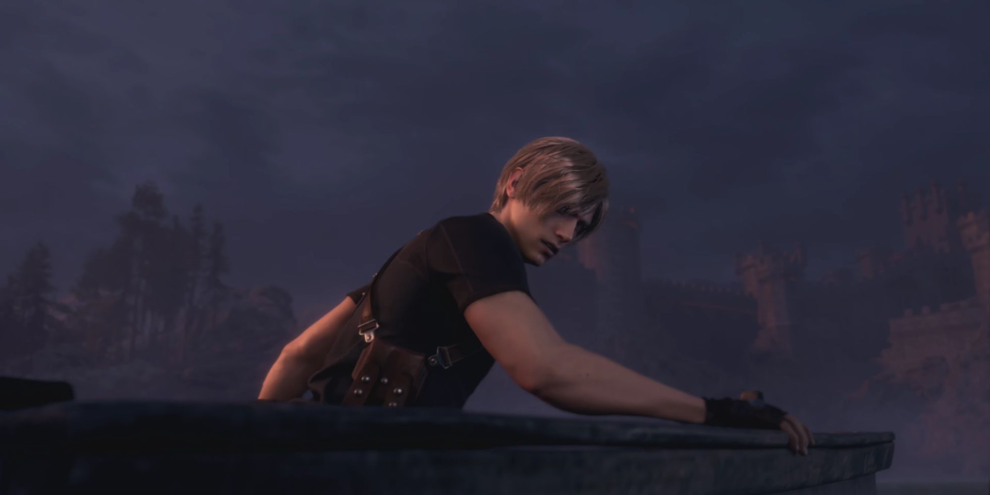 Leon about to encounter Del Lago in the Resident Evil 4 remake.