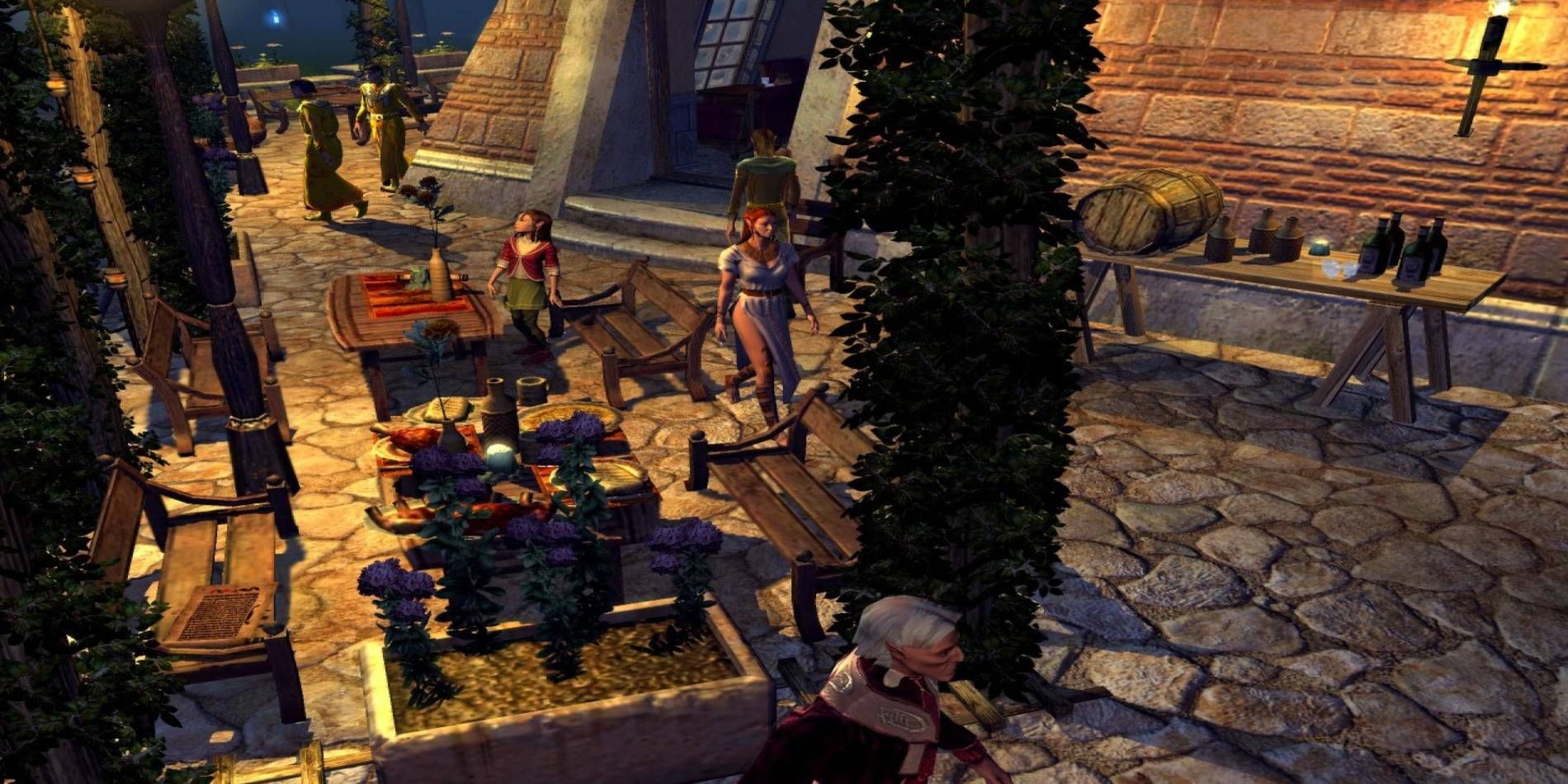 Sacred 2 Screenshot showing town and residents