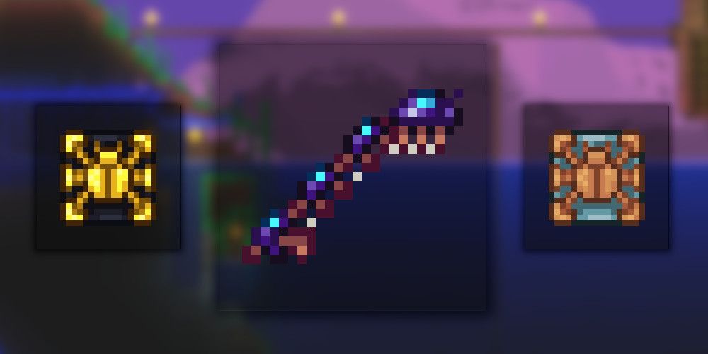 The Scarab Fishing Rod, Mirage Crate and Oasis Crate from Terraria