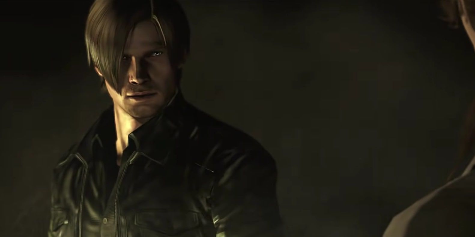 Leon talking to Helena during their first time meeting each other in a cutscene in Resident Evil 6.