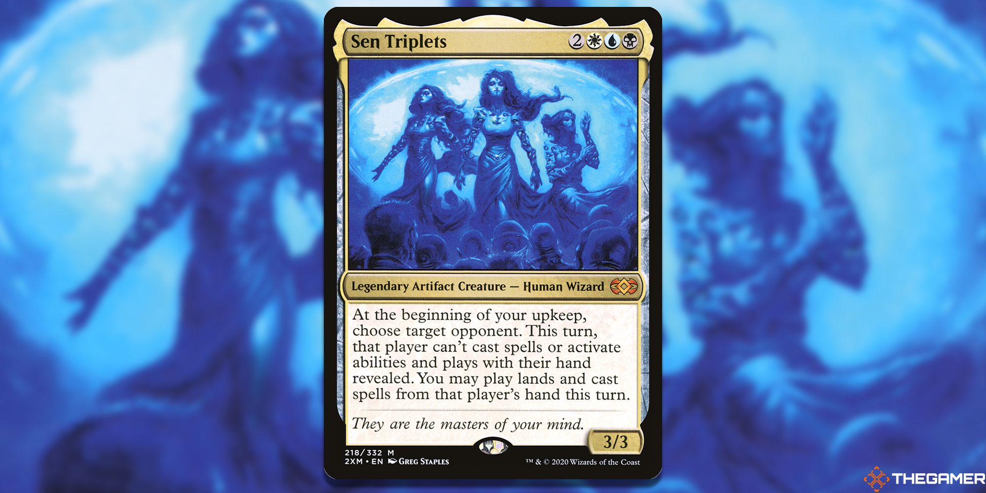 Image of the Sen Triplets card in Magic: The Gathering, with art by Greg Staples