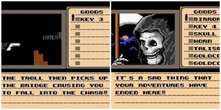 Shadowgate NES - Troll on a bridge death