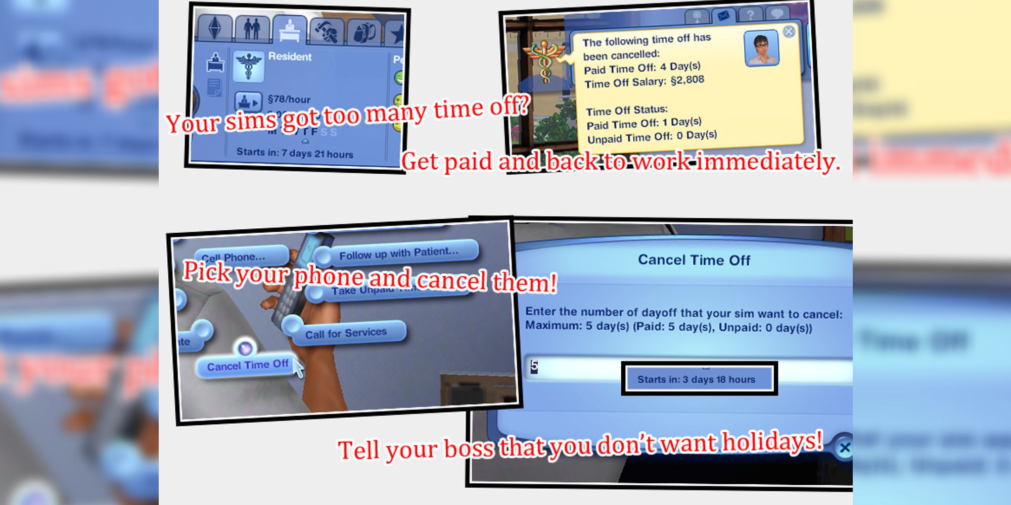 cancel time off promotional mod image showing what the mod does