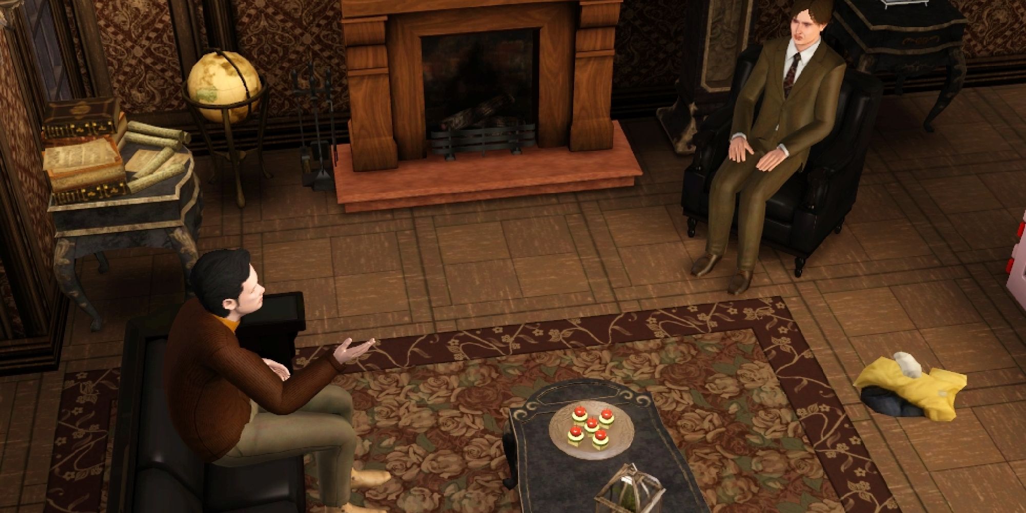 sims 3 just sit mod showing 2 sims sitting and talking