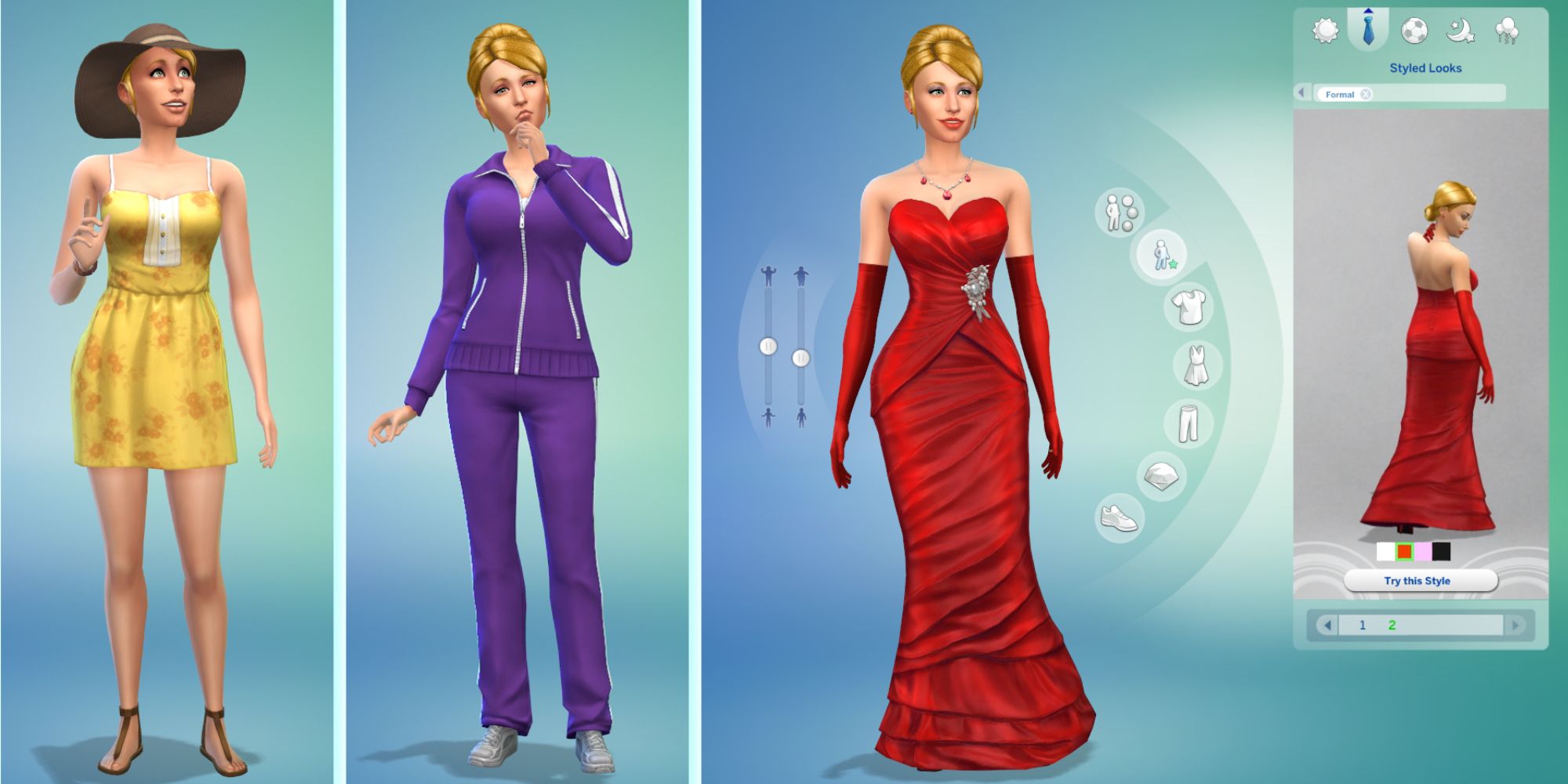 Sims 4 base game different styles shown in cas