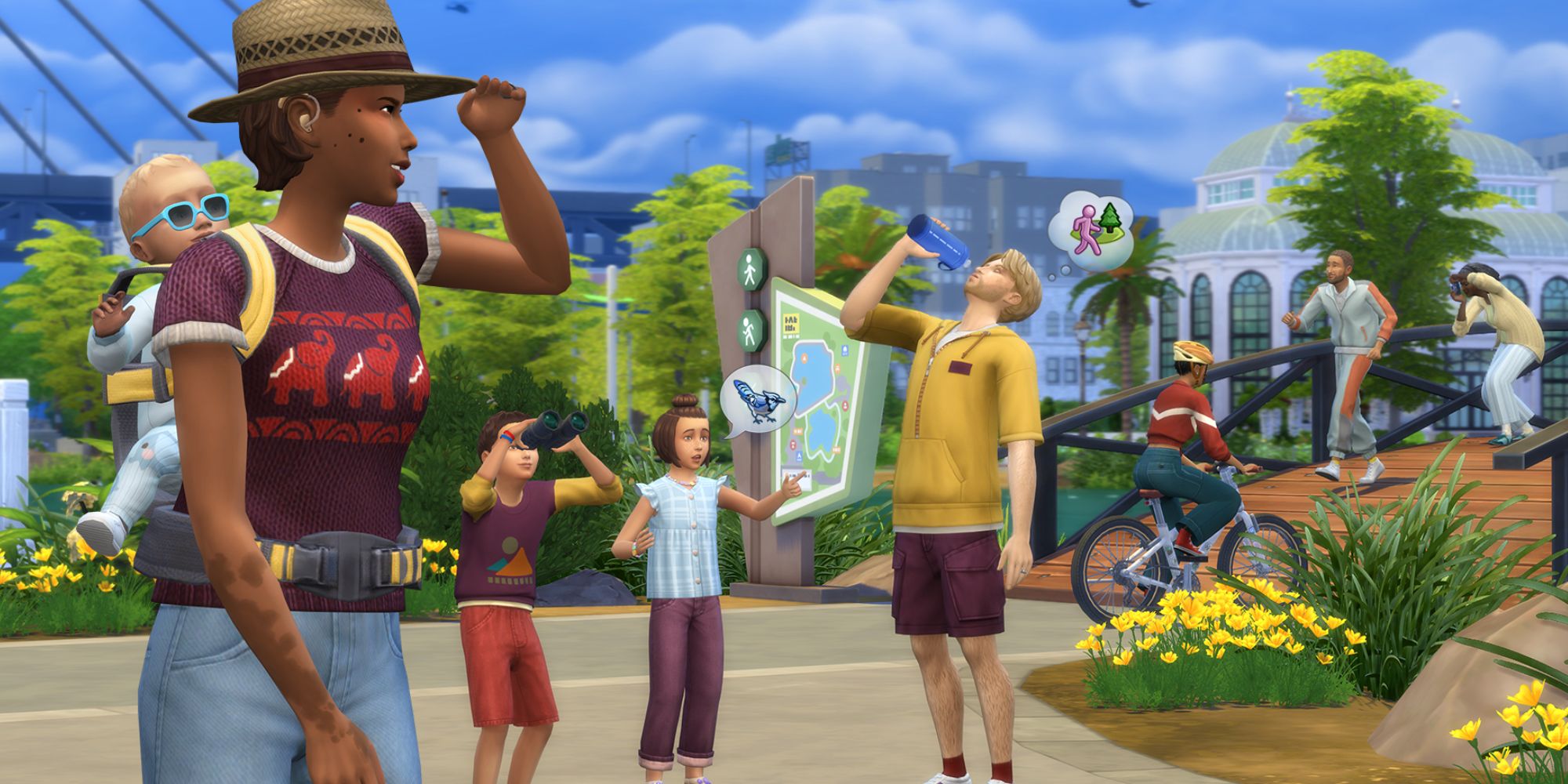Sims 4 Growing together family hiking with infant in a carrier