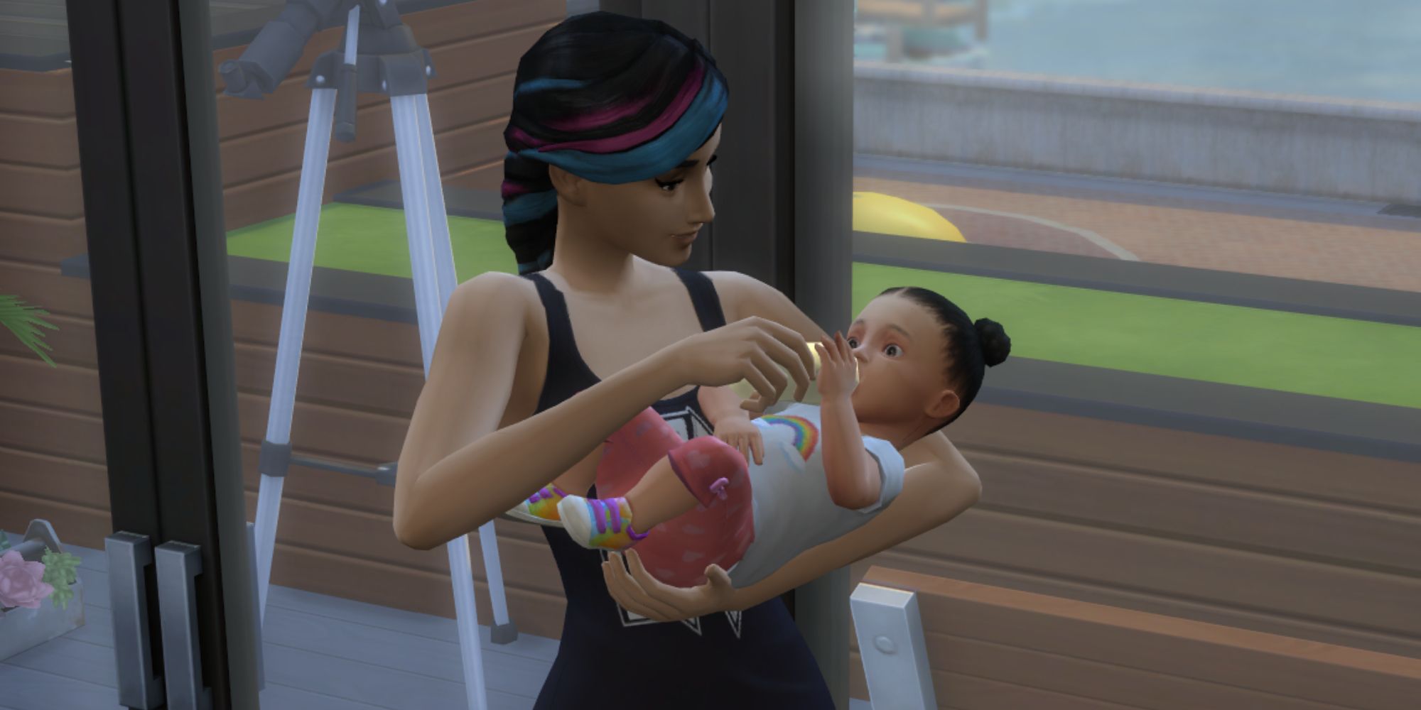 Sims 4 Growing Together Sim Infant being bottlefed