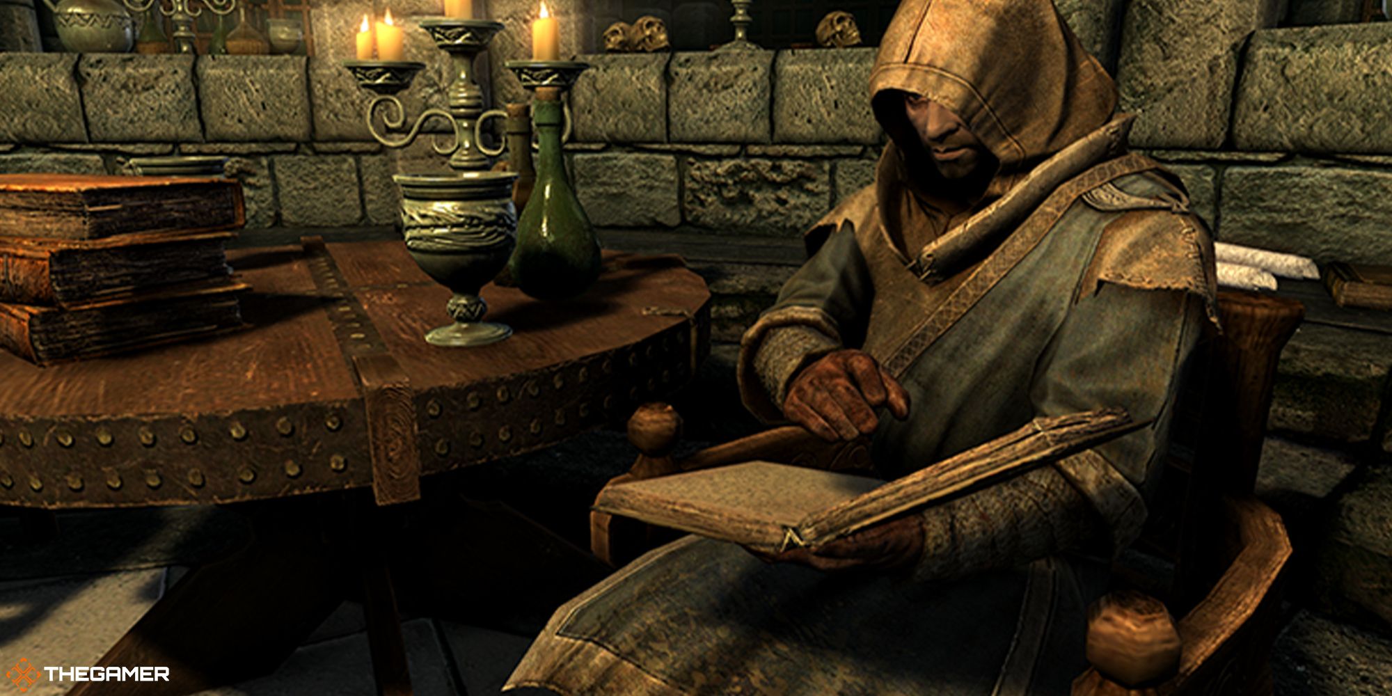 Skyrim - mage reading a book