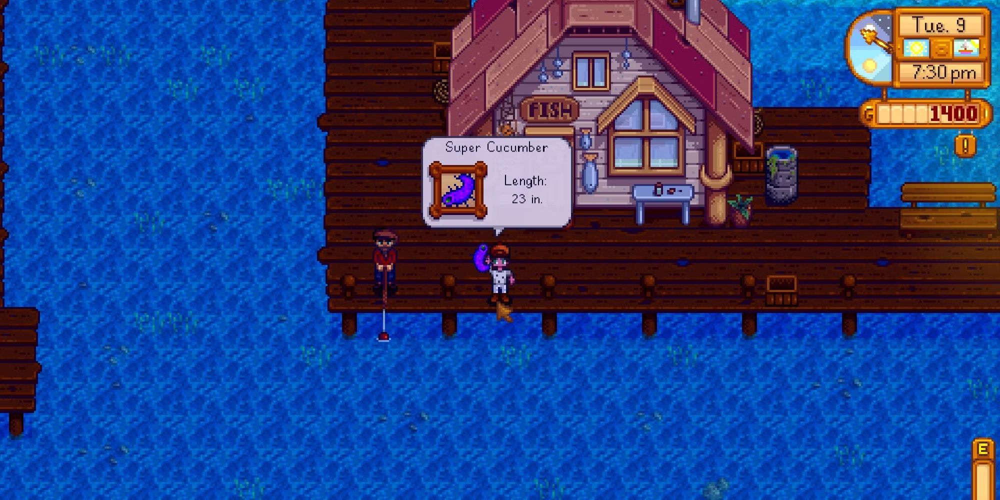 stardew valley player catching a sea cucumber
