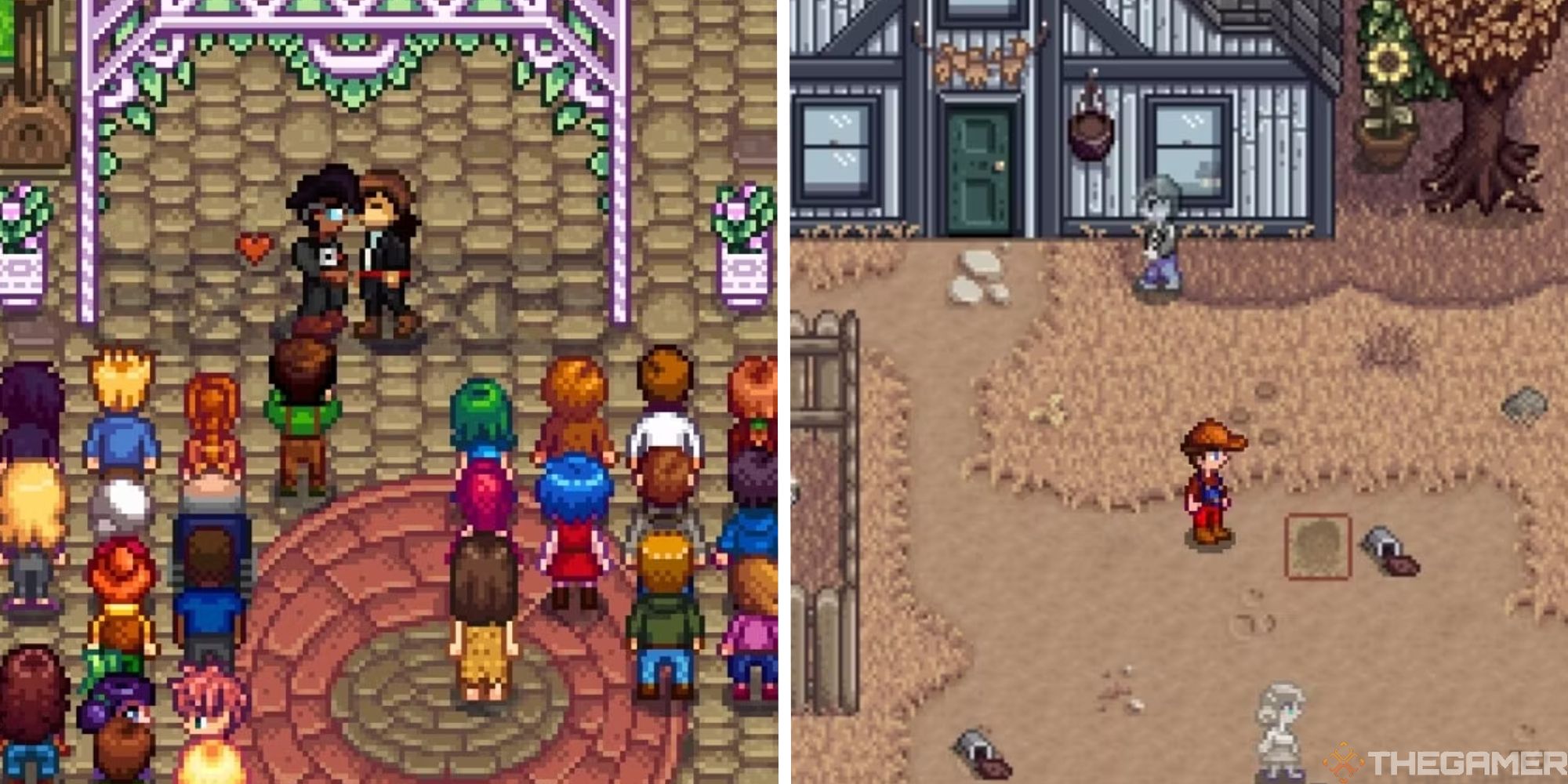 split image showing two mods of stardew valley