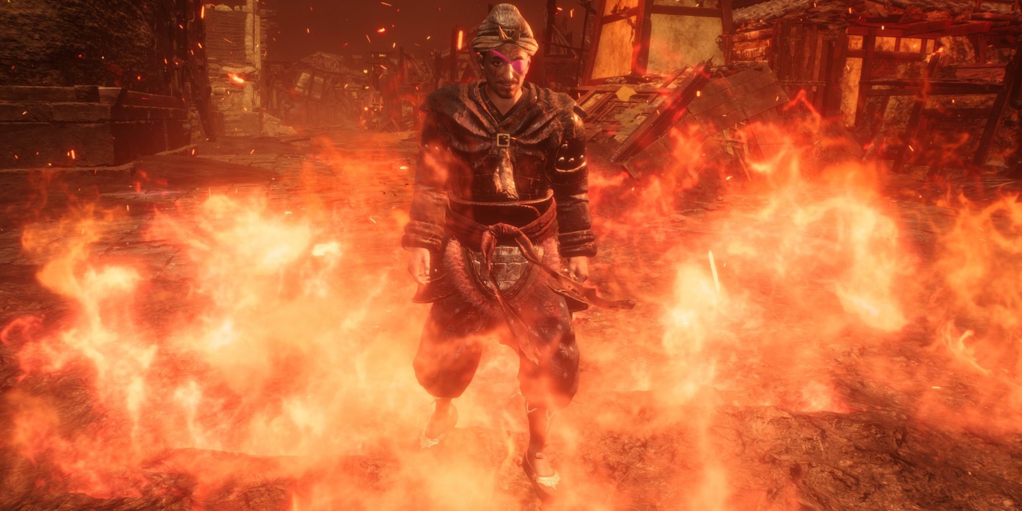 Protagonist standing in fire - Wo Long