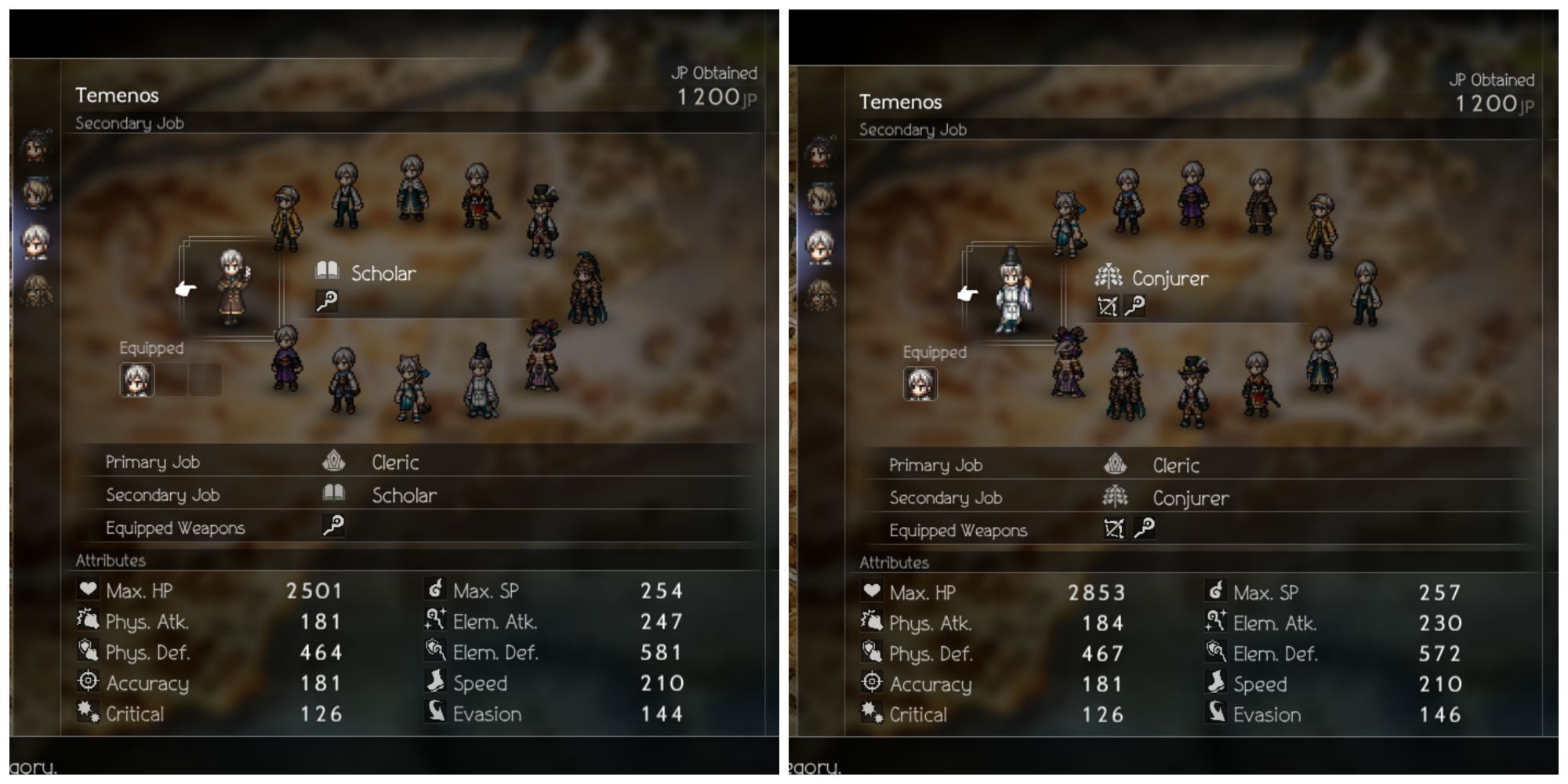 Temenos Side Job Choices In Octopath Traveler 2, Seeker And Conjurer