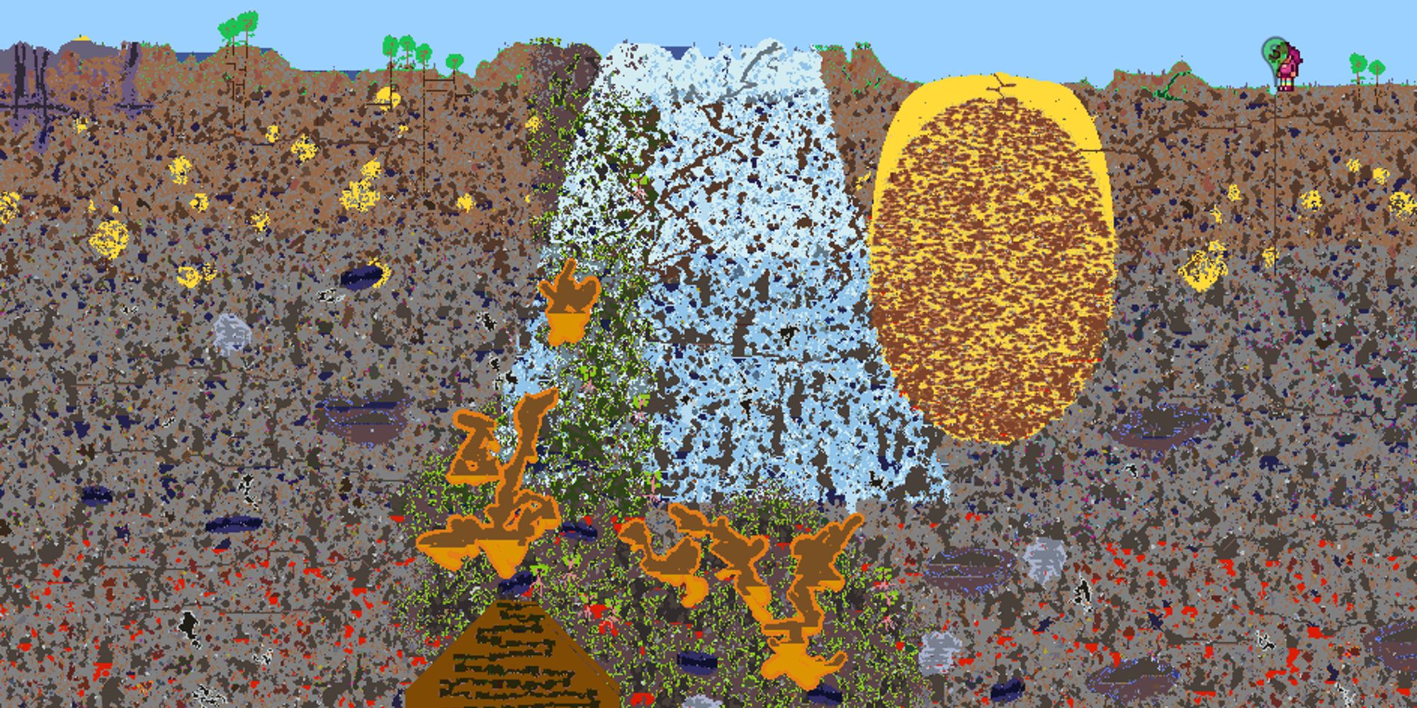 terraria drunk world map