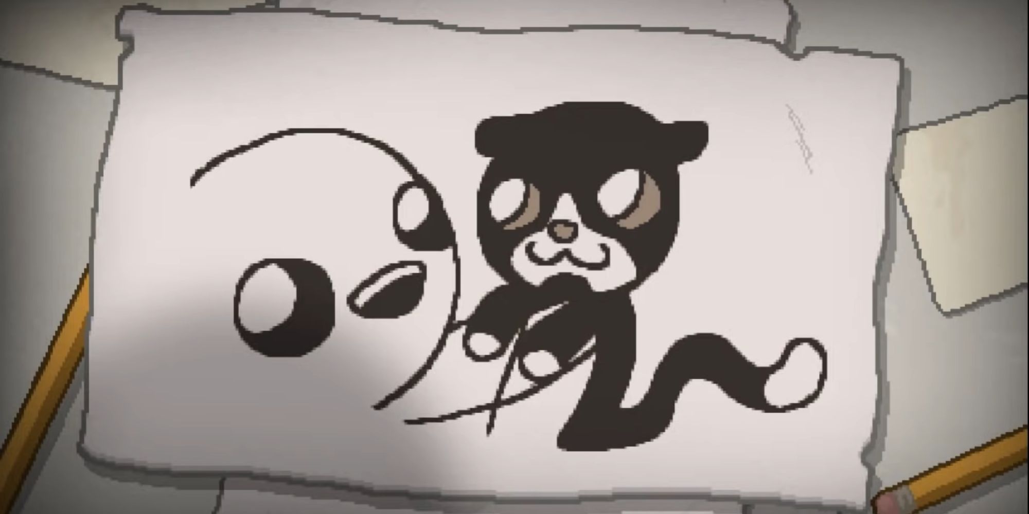 The Binding of Isaac Ending - A drawing of Isaac happy with Guppy the cat