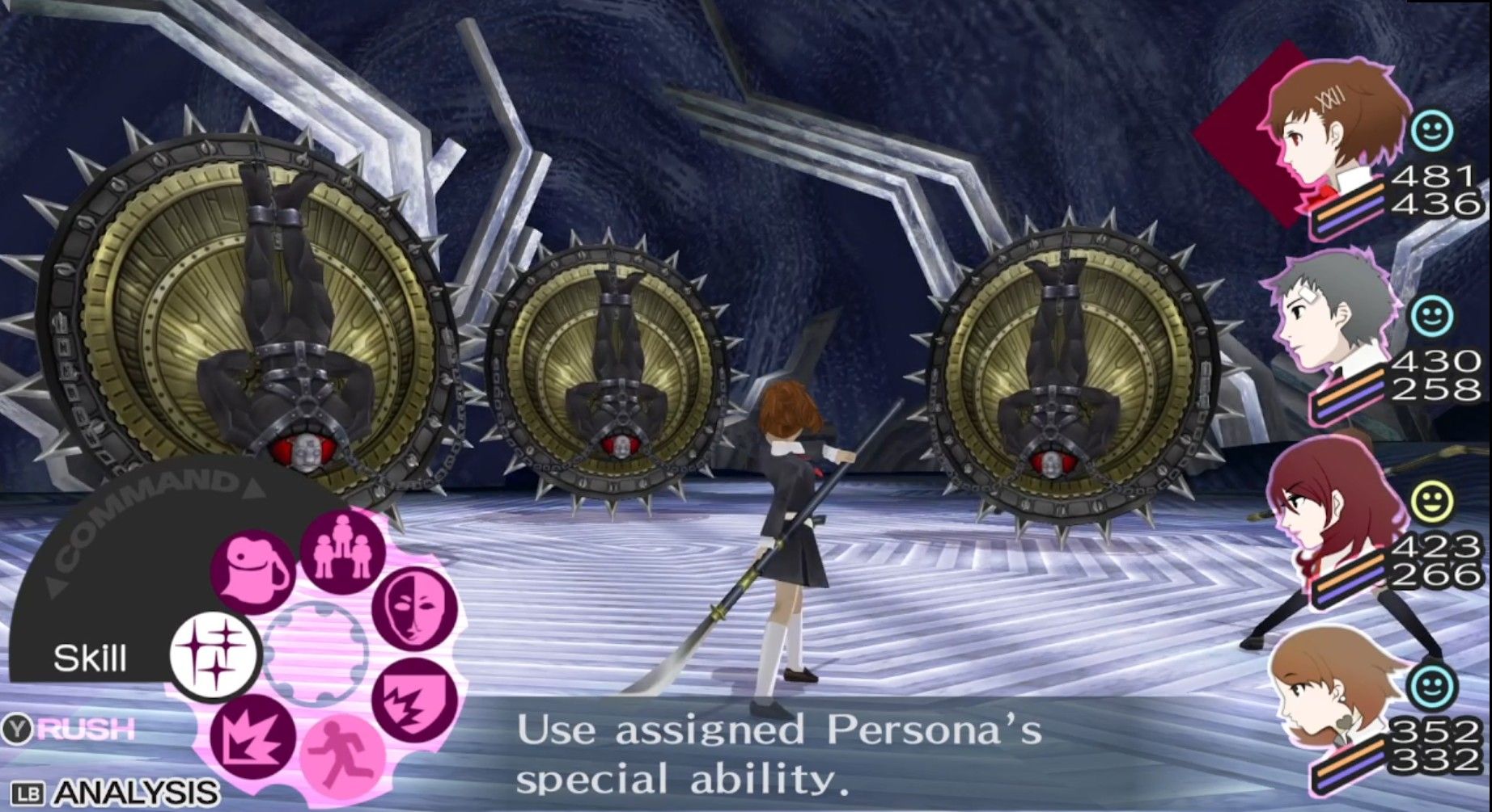 главная героиня и юкари против йотунов горя в Persona 3 Portable