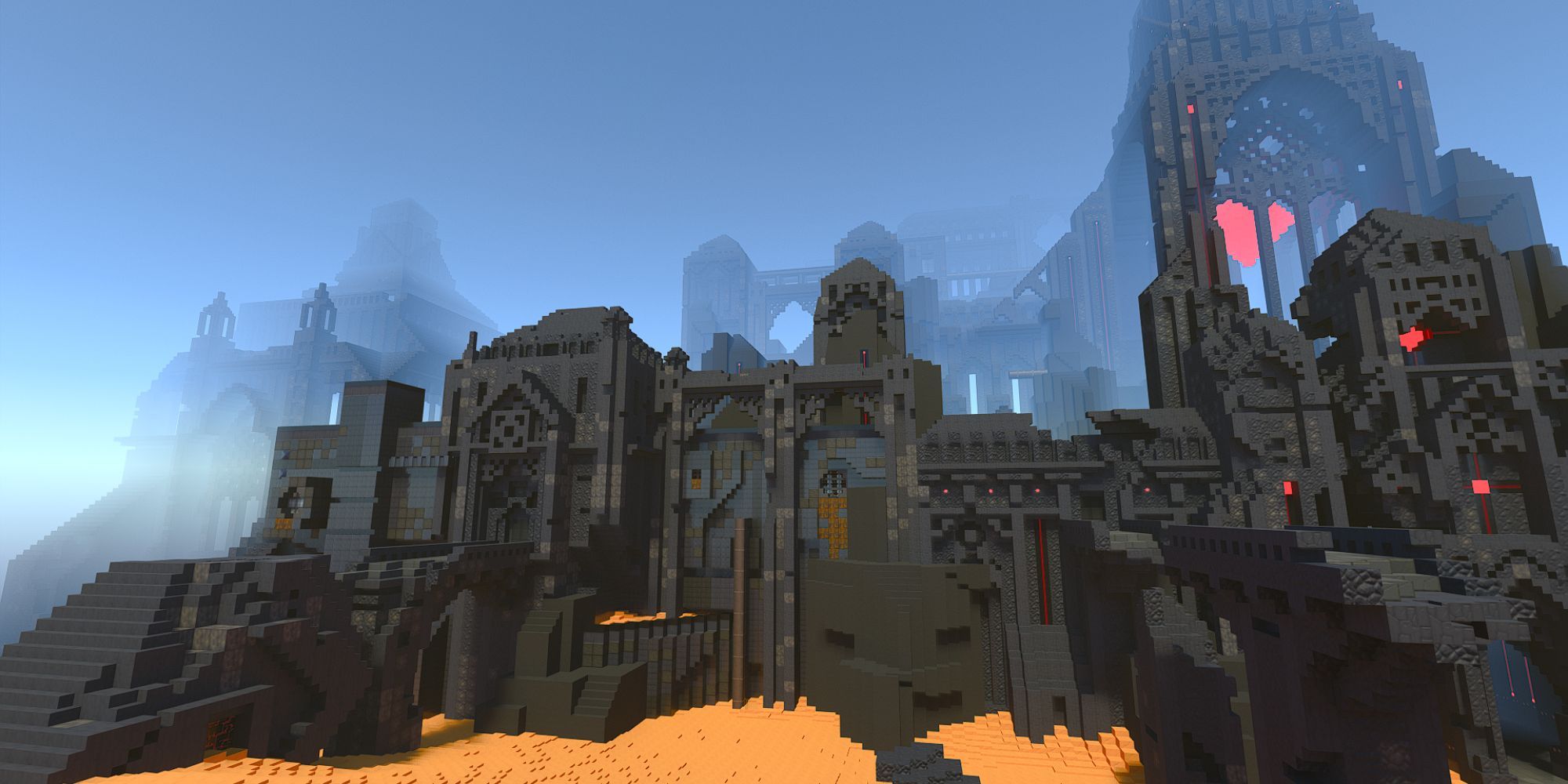 The Starting View Of The Temple Exterior In The Minecraft Adventure Map The Redstone Temple