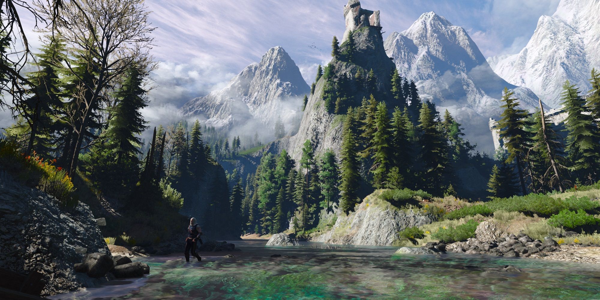 the witcher 3 geralt walking near kaer morhen