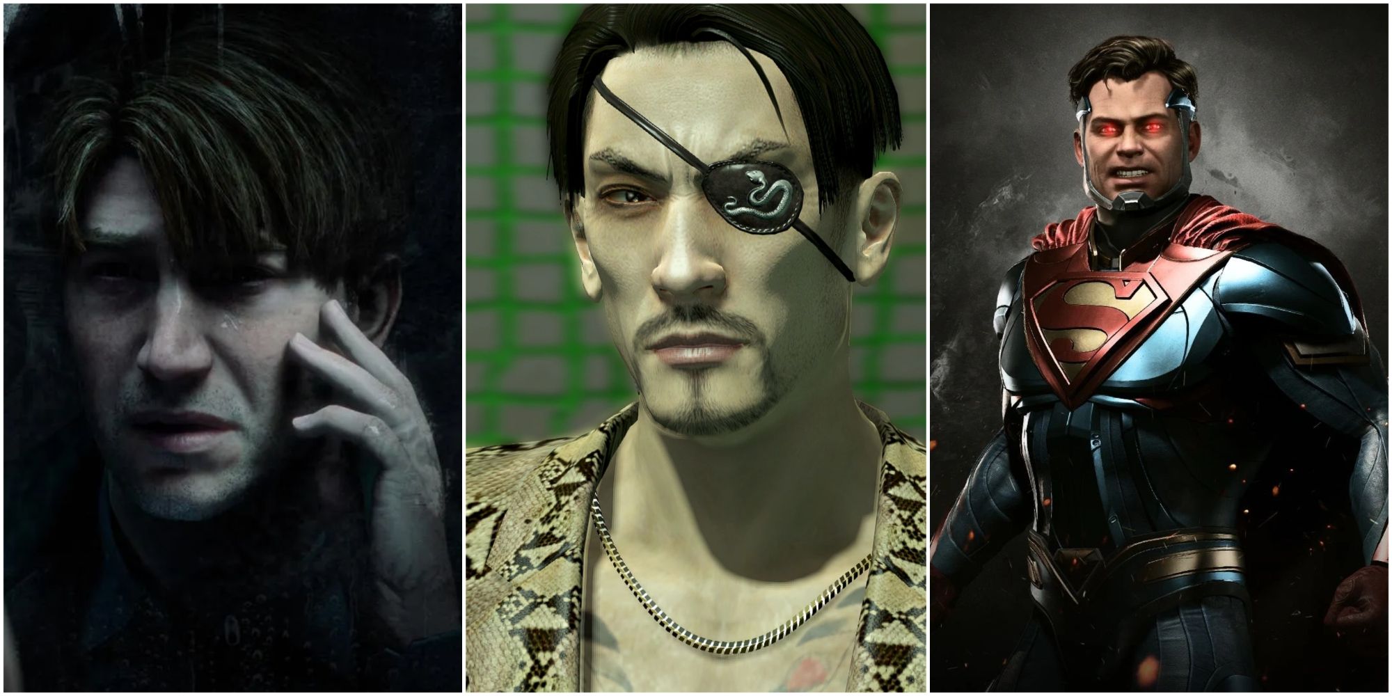 Tragic Villians in Games Featured Image - James Sunderland, Goro Majima and Superman