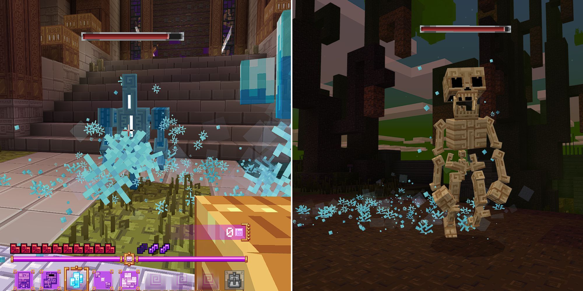 Using The Frost Spell And A Giant Skeleton In The Minecraft Adventure Map Spellrune