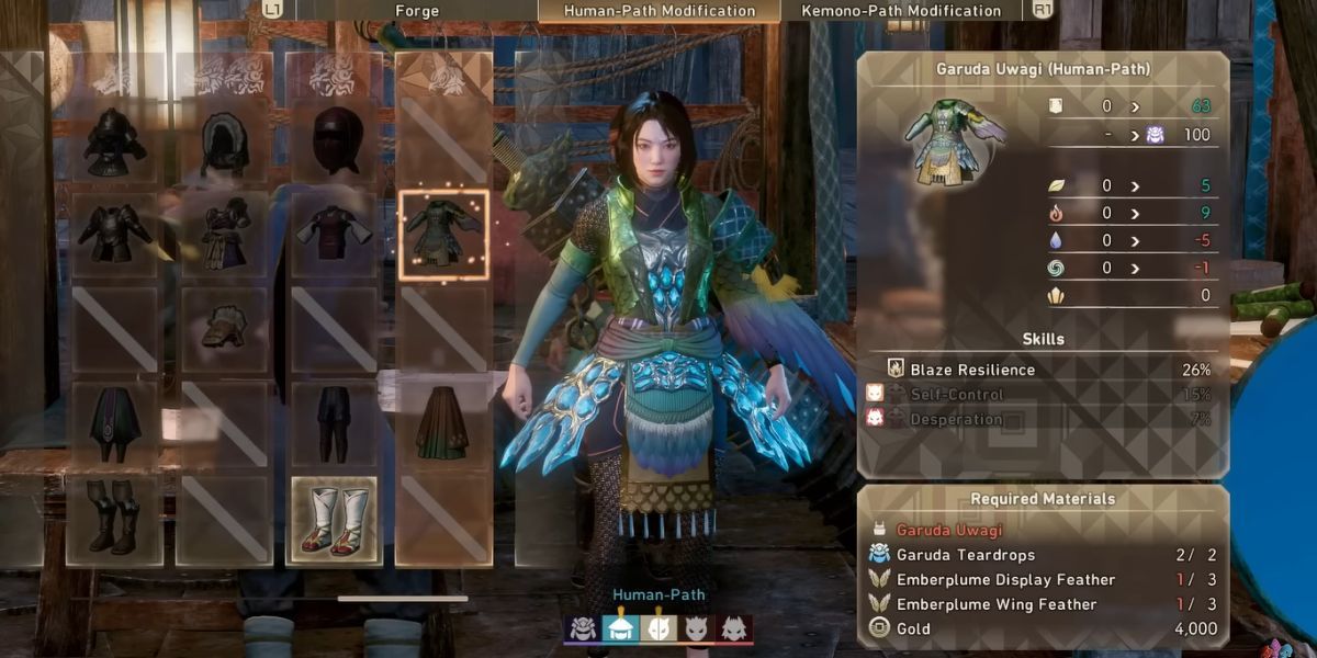 Wild Hearts: Female Character Wearing The Garuda Armor Set