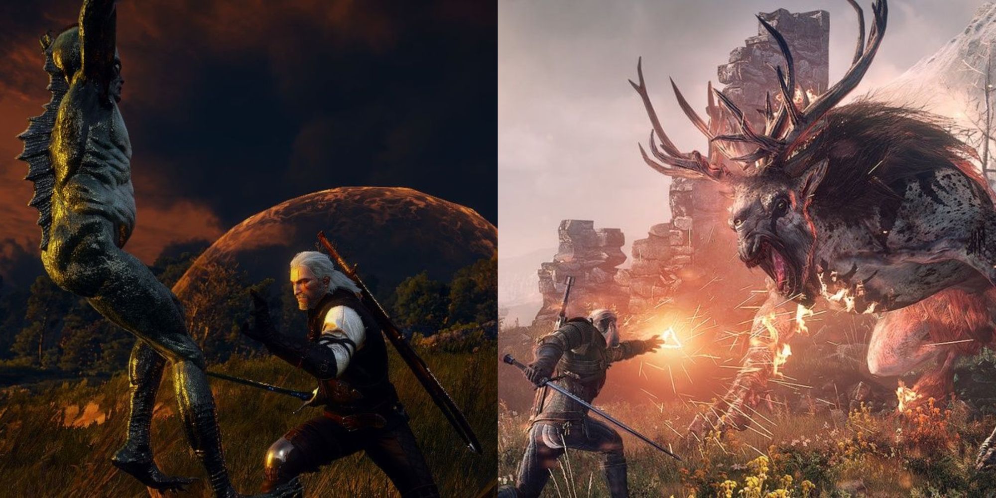 Witcher 3 Mistakes To Avoid When Using Signs Featured Split Image Quen And Igni