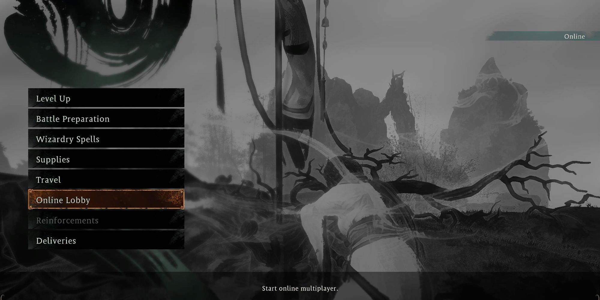 Wo Long Fallen Dynasty - the main multiplayer menu at the battleflag