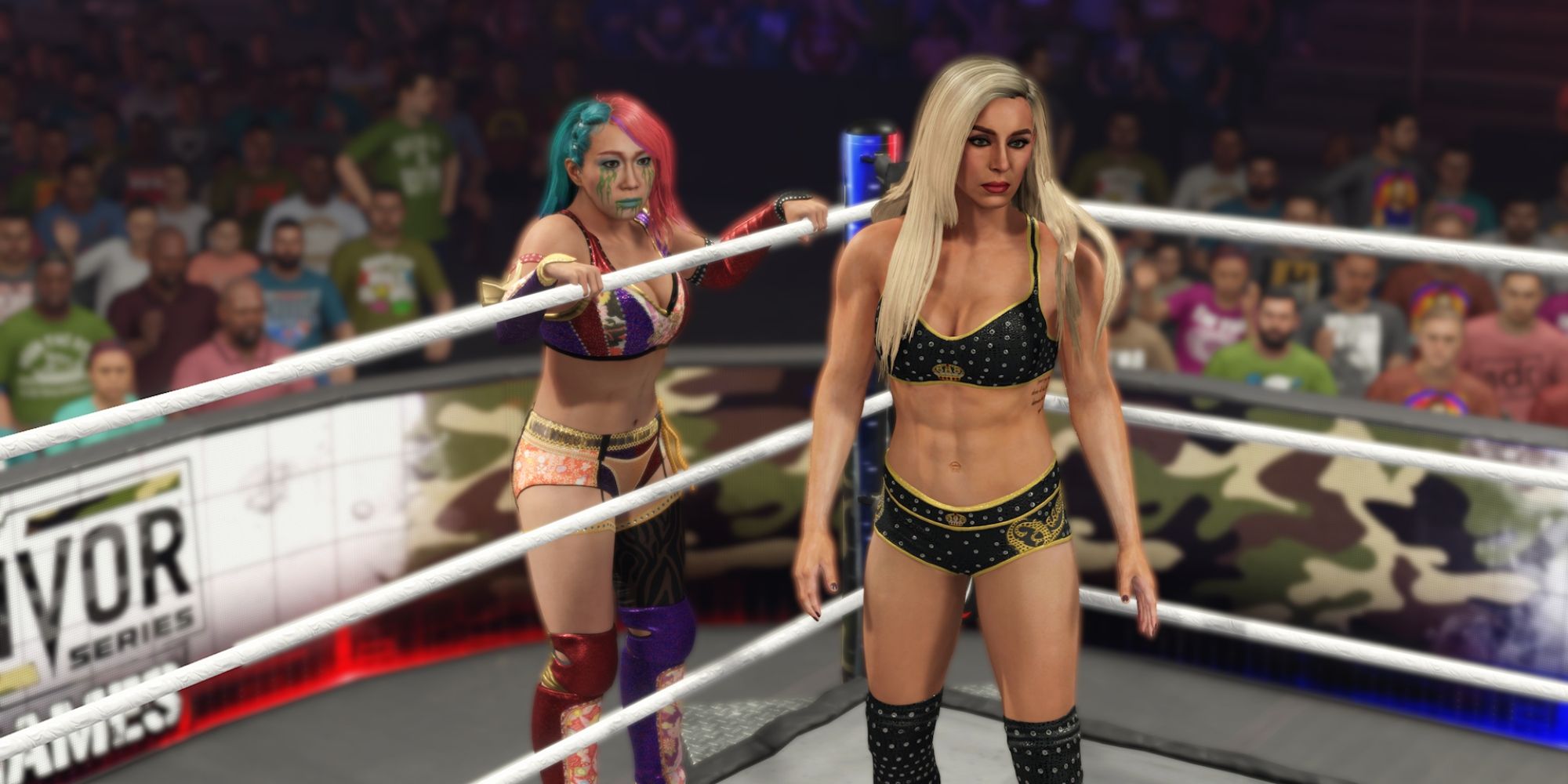 WWE 2K23 Screenshot Of Asuka And Charlotte Teaming Up