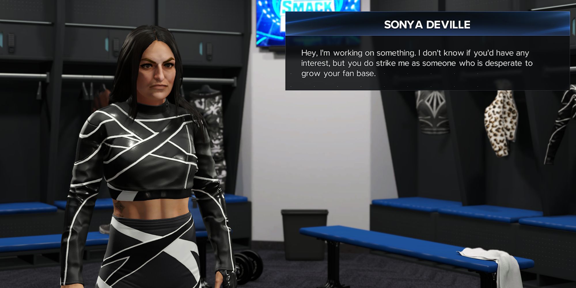 WWE 2K23 Screenshot Of MyRise Sonya Deville Speaking