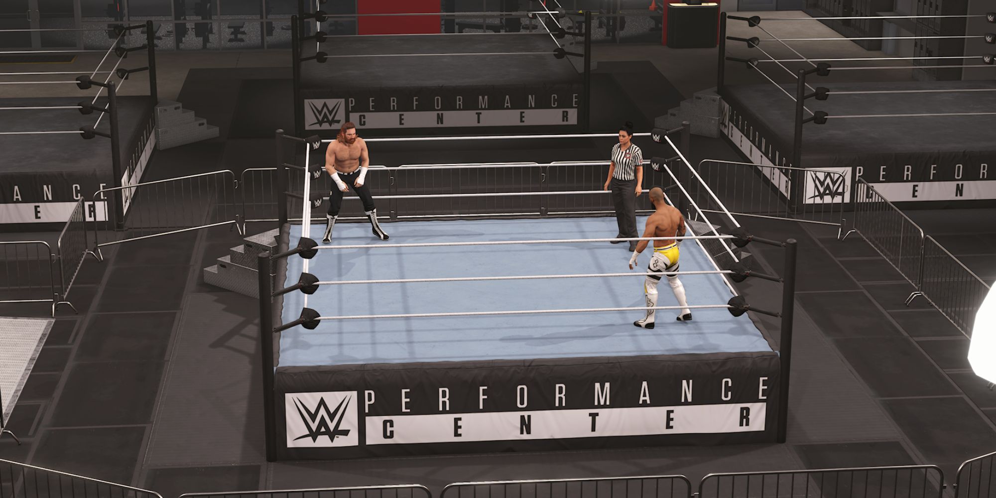 WWE 2K23 Screenshot Of Sami Vs Ricochet At Performance Center