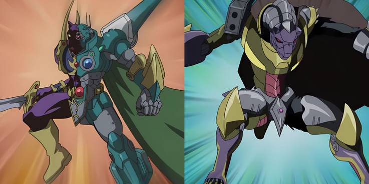 yugioh arc-v anime beastborg archetype with beastborg panther predator and beastborg wolf kampfer art