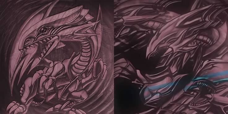 yugioh zexal anime statue archetype with statue blue-eyes white drago and blue-eyes ultimate card art