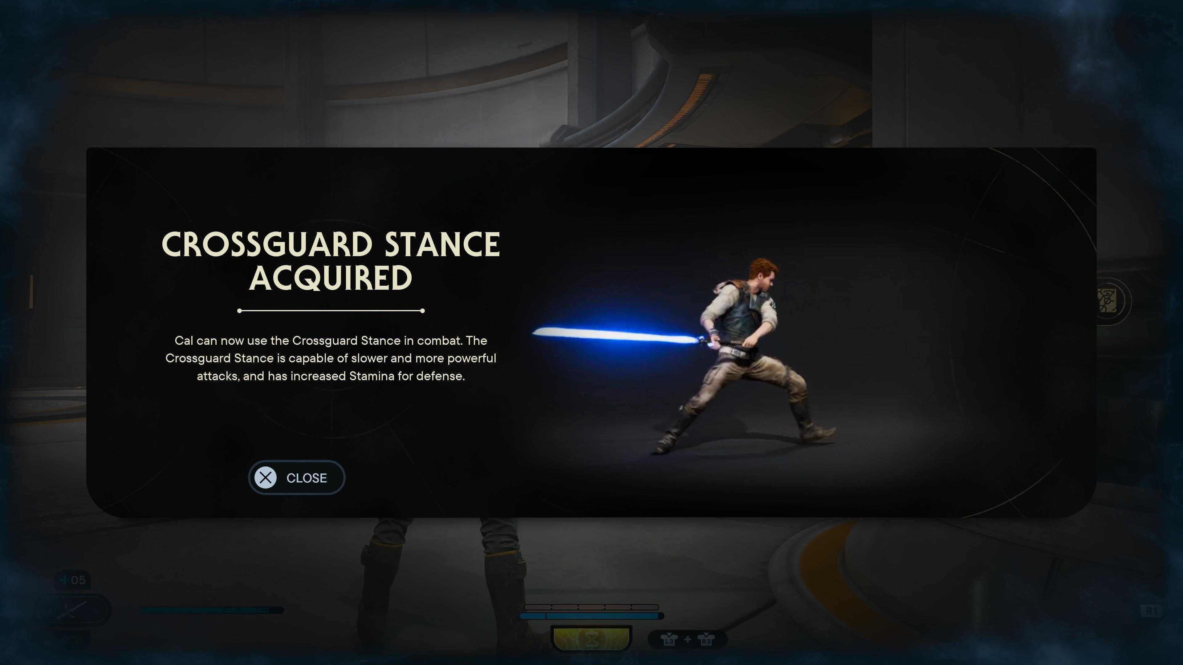 Jedi: Survivor's description for the Crossguard stance.
