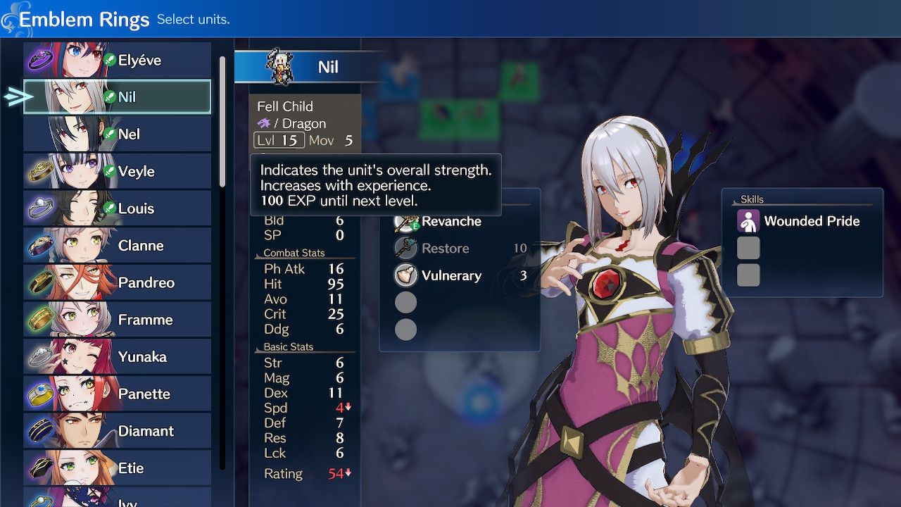 Nil's Inventory And Stats In Fell Xenologue Chapter One