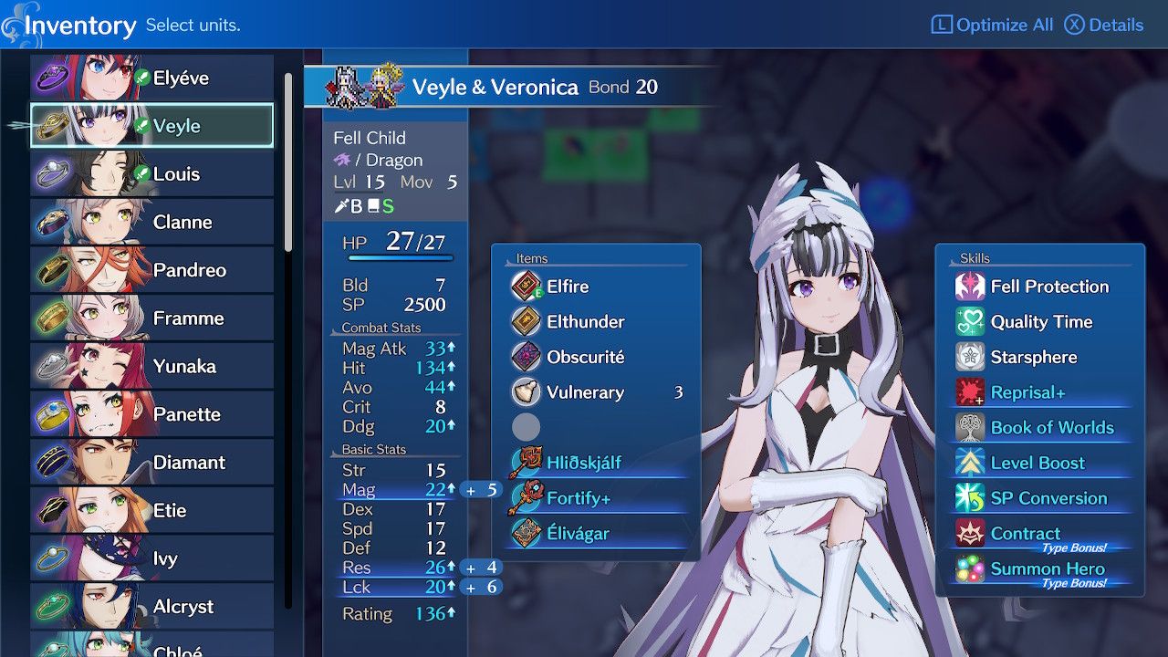Veyle Inventory And Stats Menu In Fell Xenologue Chapter One
