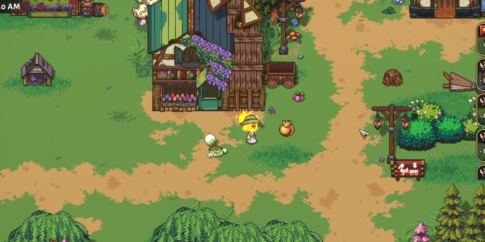 Weedy follows the farmer as they approach a golden pomegranate outside of Kara's home