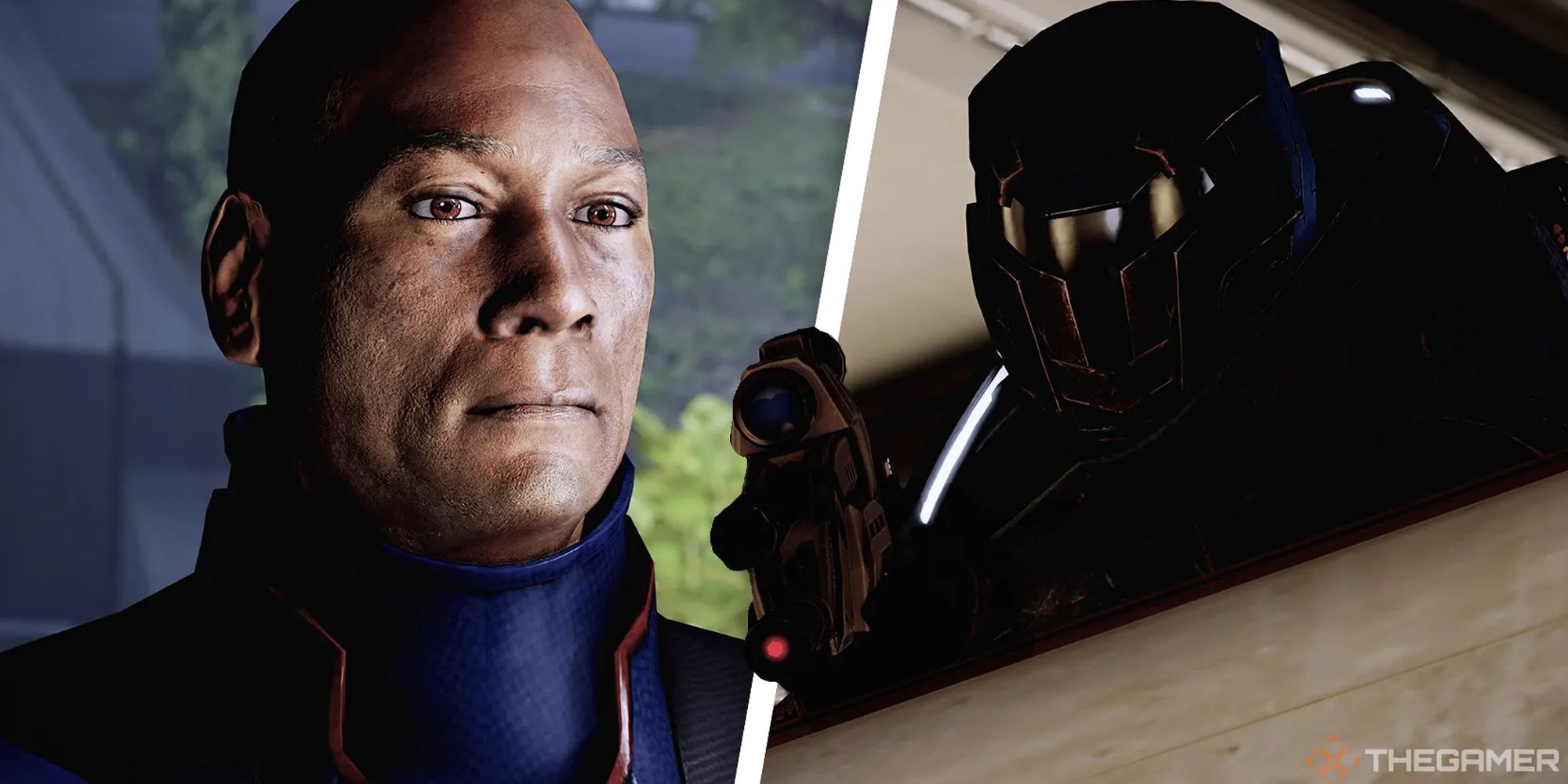 A split image of Keith and Garrus from Mass Effect 2.