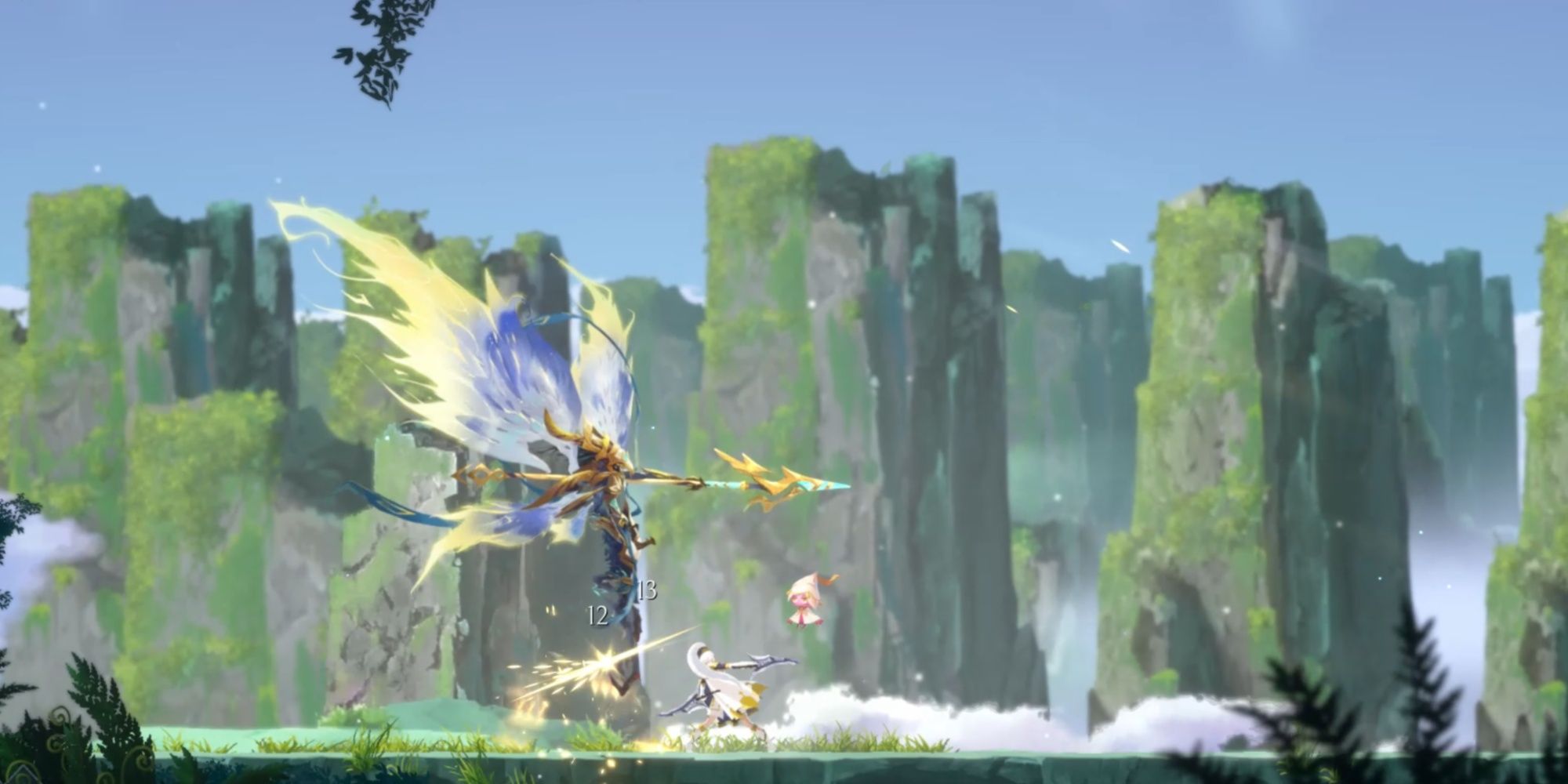 Renee attacking Loss, the Galefeather with her Dualblades in Afterimage
