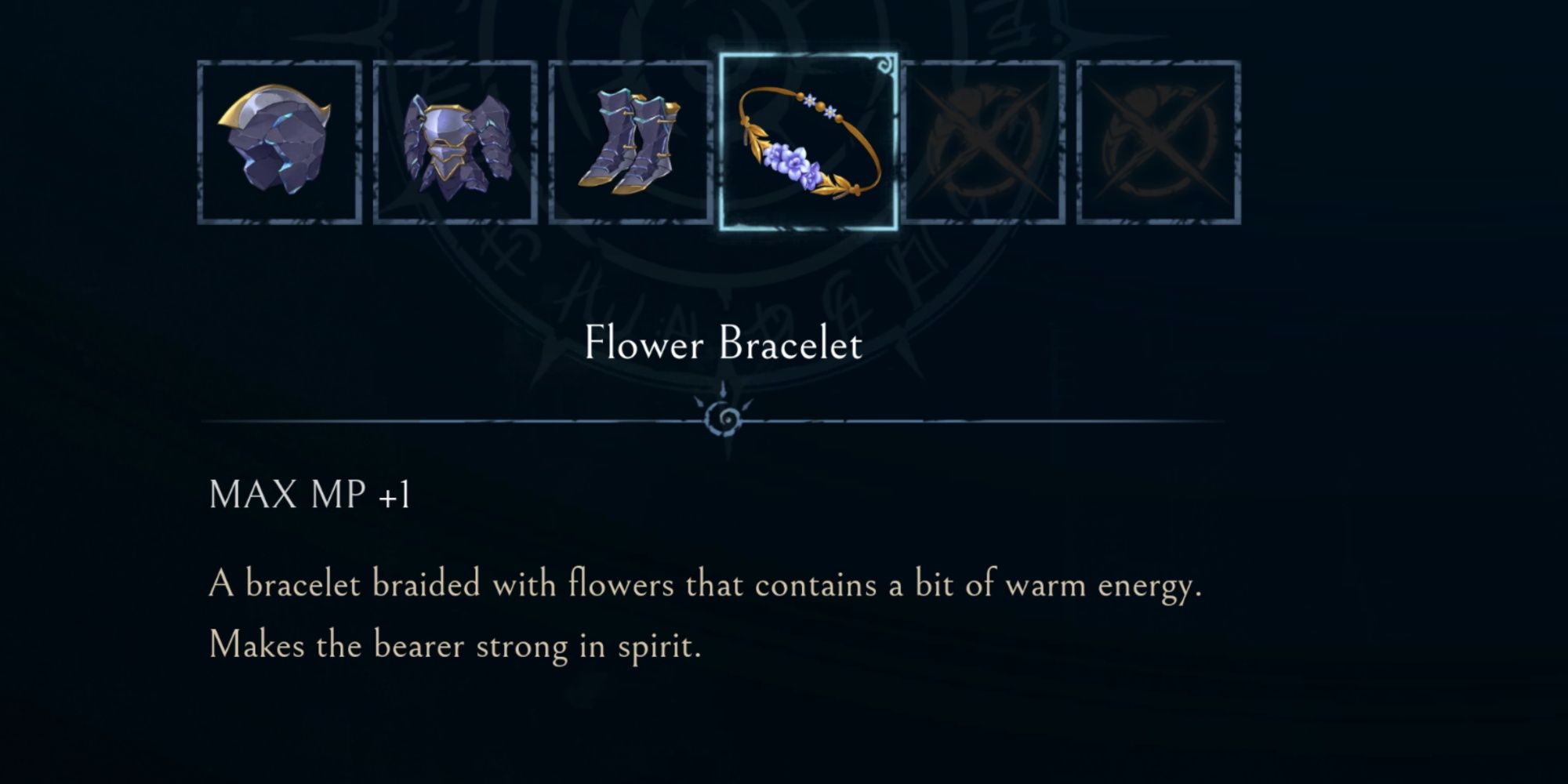 An image showcasing the Flower Bracelet Accessory and its ability to increase your Max MP in Afterimage
