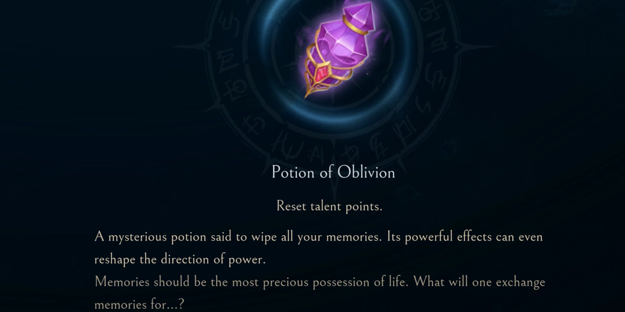 The Potion of Oblivion Consumable Item in Afterimage, allowing Renee to Reset her Talent Points
