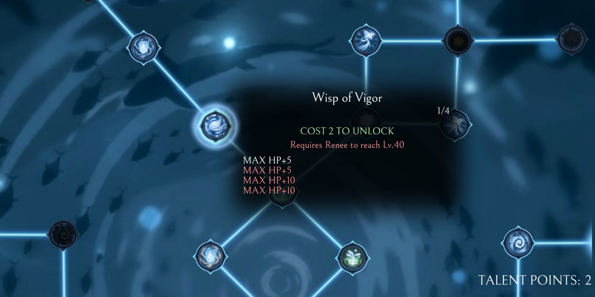 The Wisp of Vigor Talent in Afterimage that increases your Max HP.