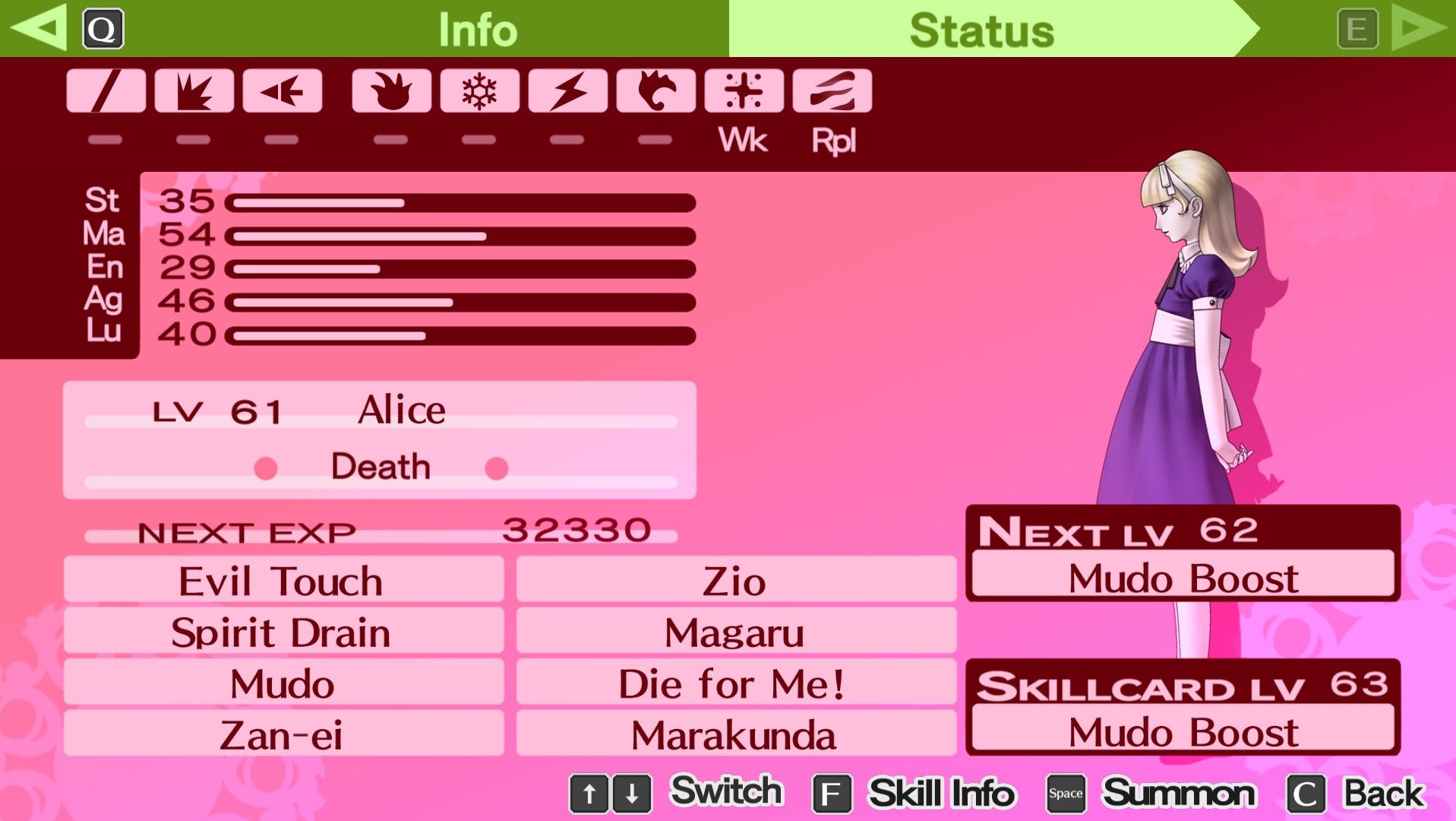 alice sample build from persona 3 portable as the female protagonist