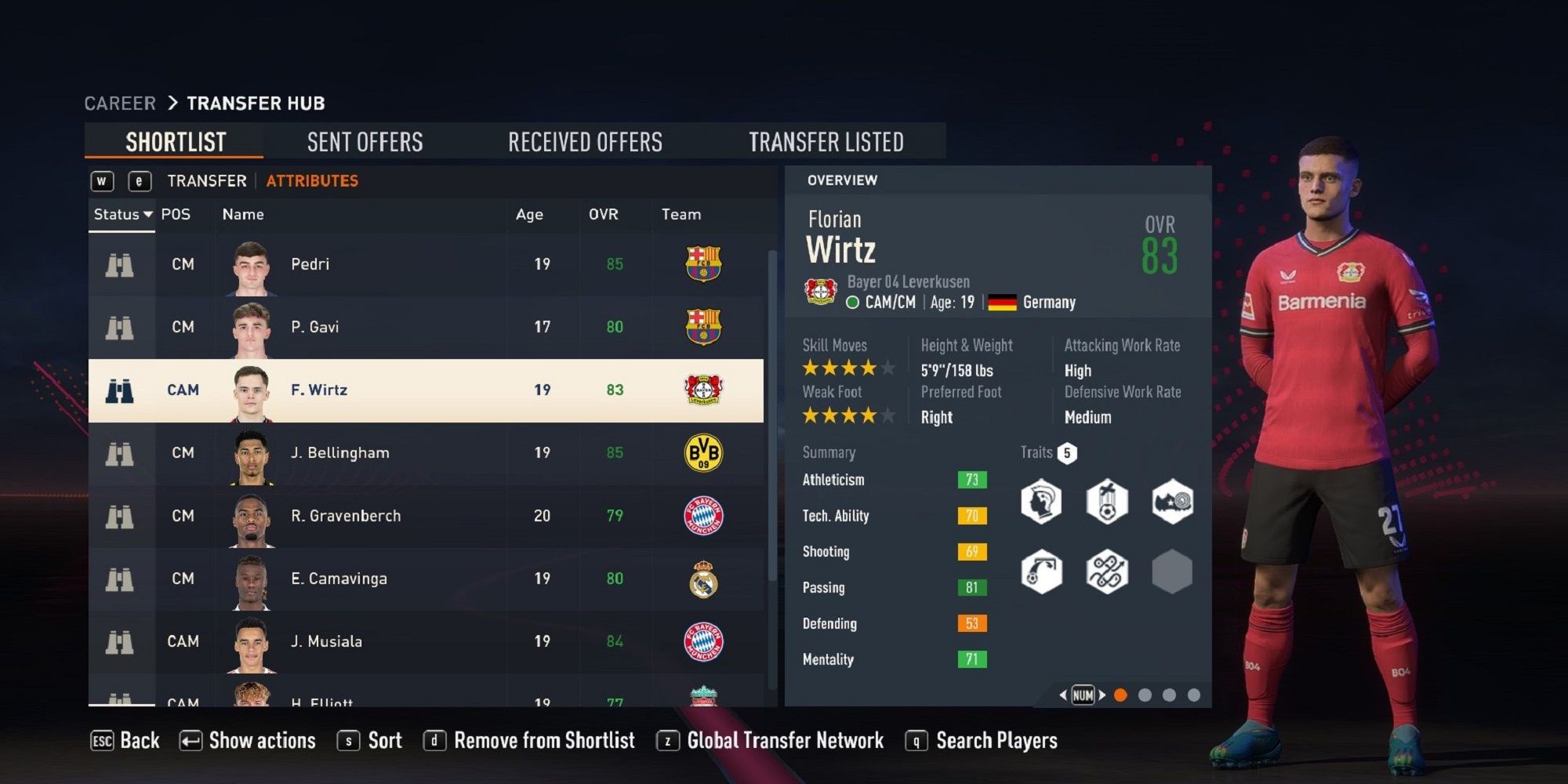 An image of Florian Wirtz in FIFA 23