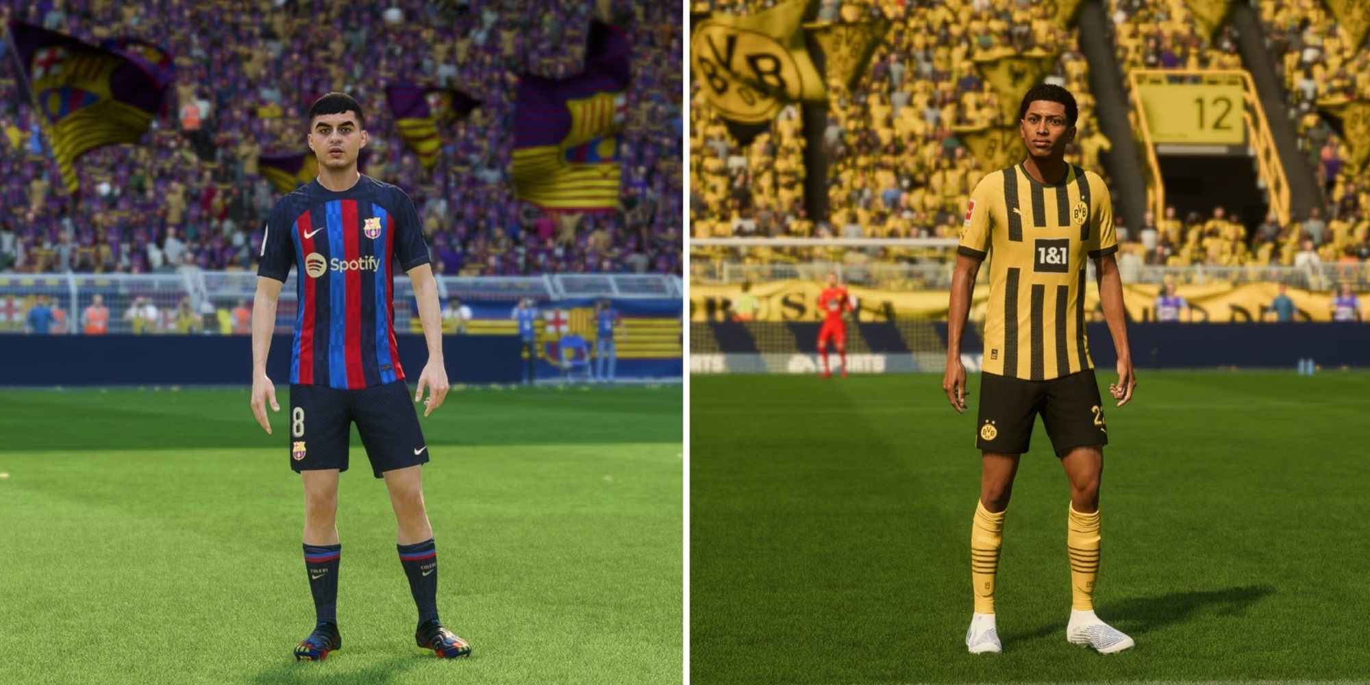 An image of Pedri and Jude Bellingham in FIFA 23