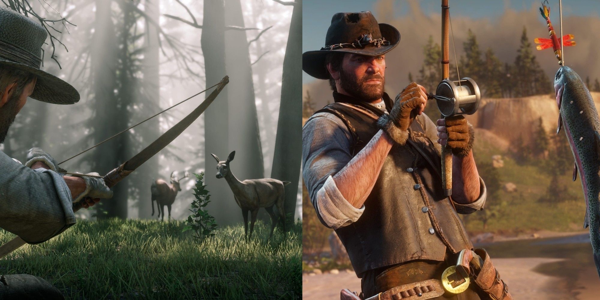 Arthur Morgan Hunting Deer And Fishing