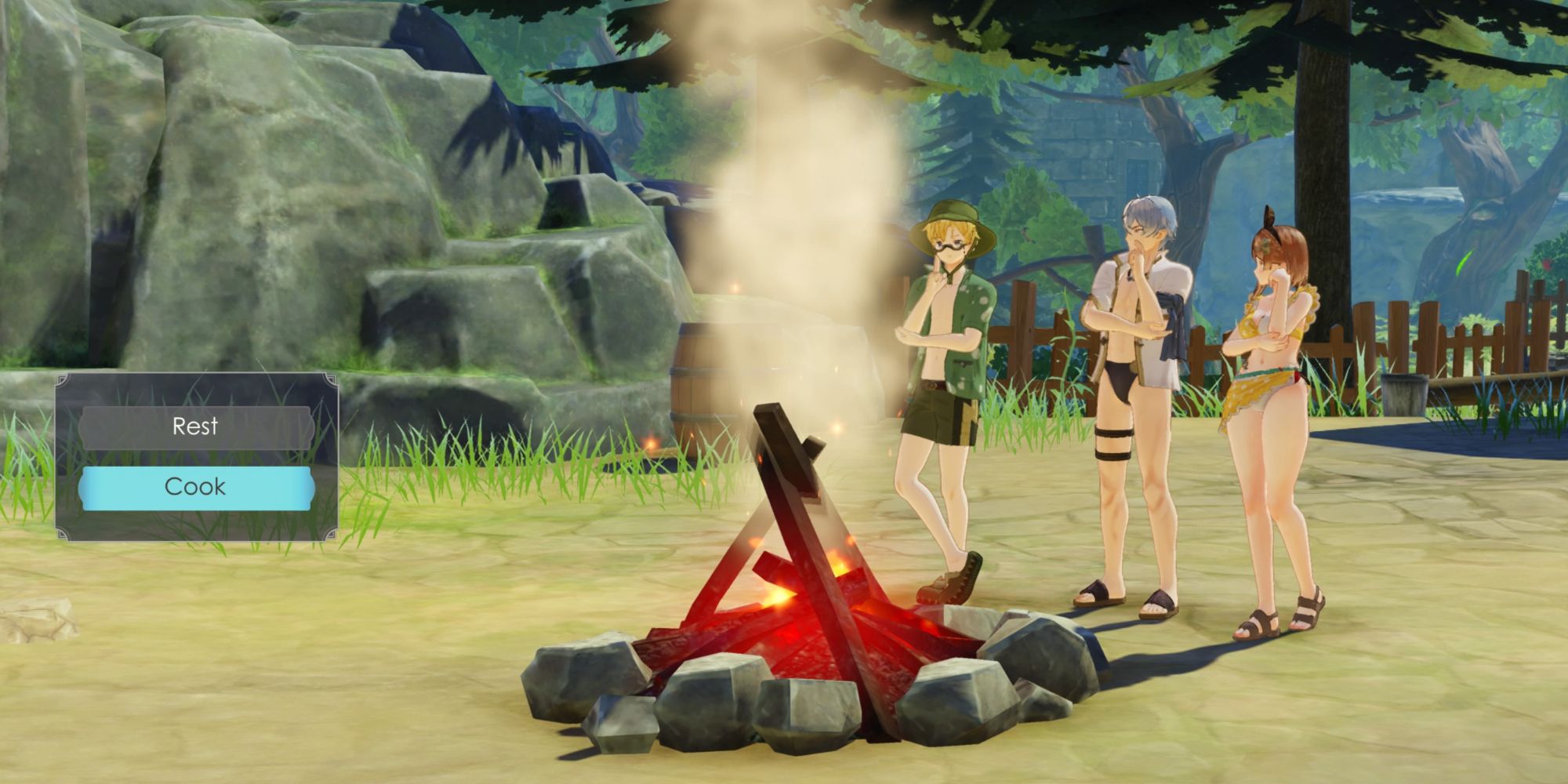 An image of Tao, Bos, and Ryza getting ready to Cook in Atelier Ryza 3: Alchemist of the End & the Secret Key