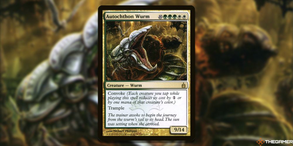 Card and art of Autochthon Wurm in MTG