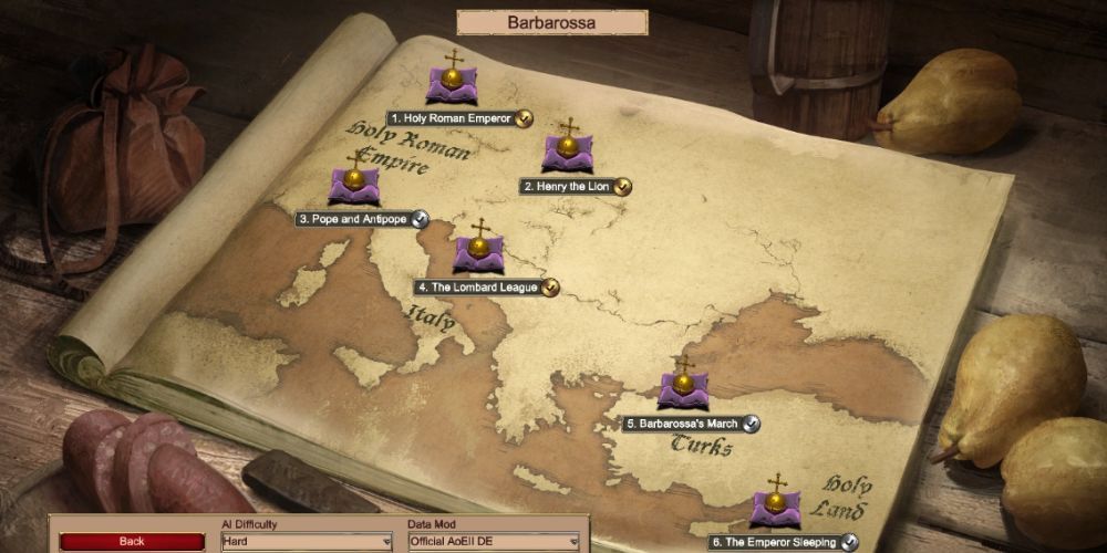 Barbarossa campaign map from Age of Empires 2: Definitive Edition.