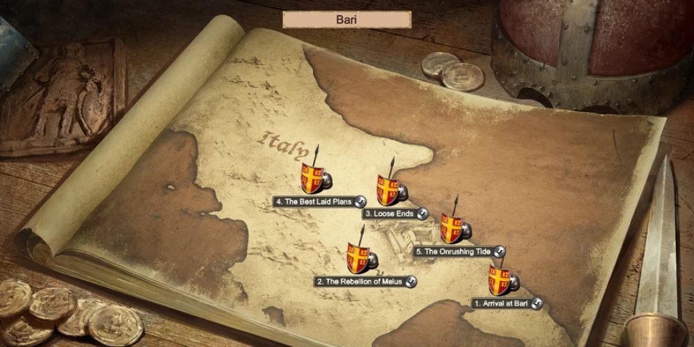 Bari campaign map from Age of Empires 2: Definitive Edition.