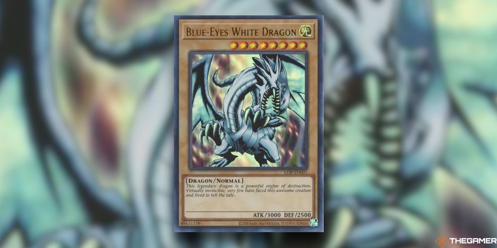 Blue-Eyes White Dragon card from YuGiOh LOB