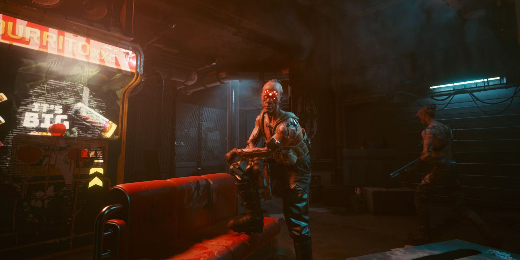 Dum-Dum standing on a couch in Cyberpunk 2077.